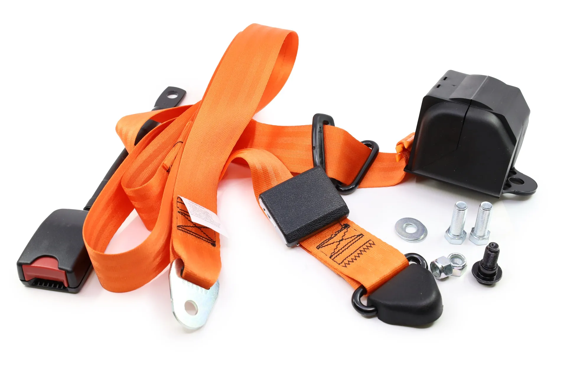 Seat Belt Assy,3Pt,Sgl Ret,Lk Bar Orange