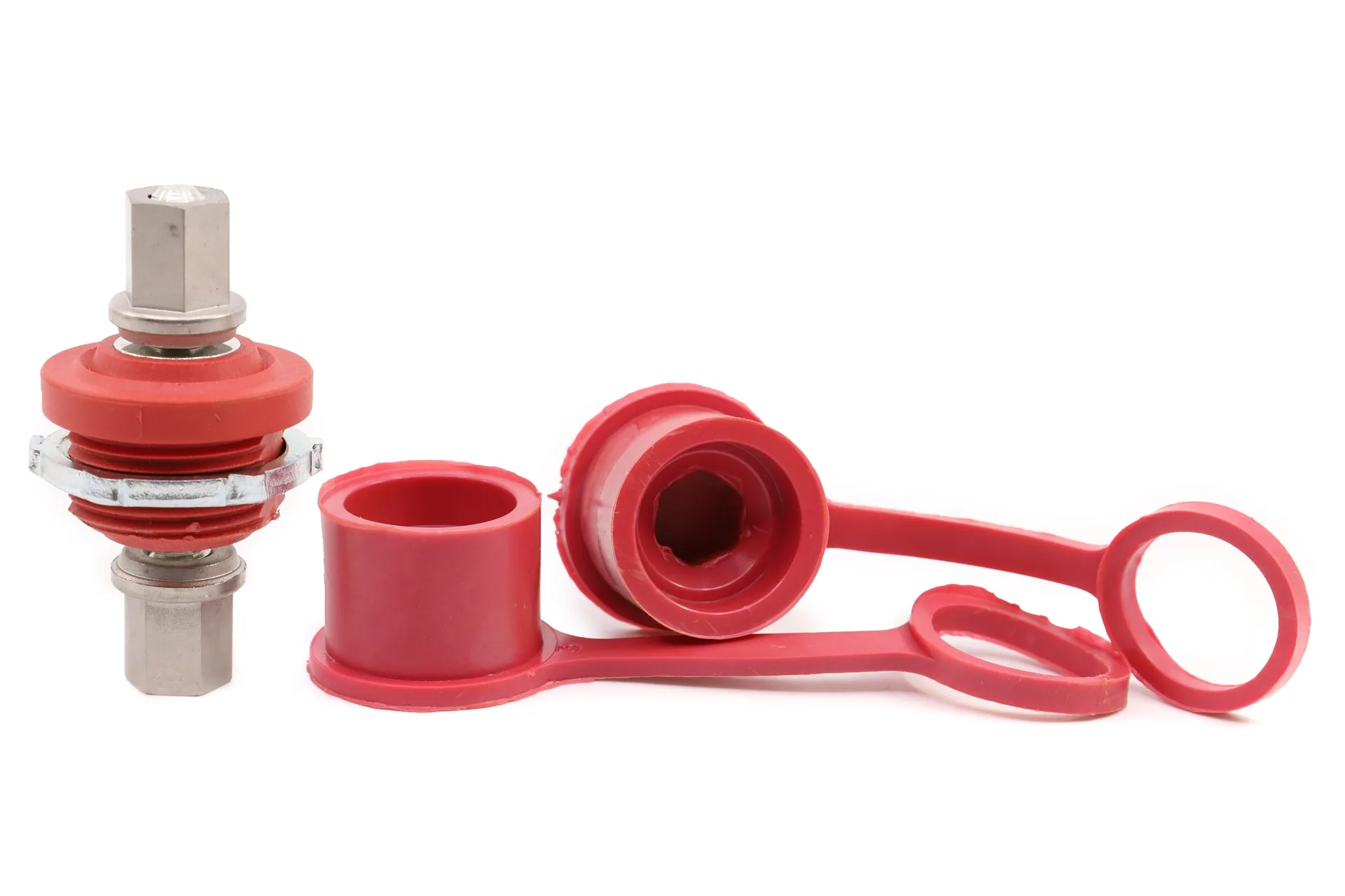 Stud, Elect. Passthrough, 3/8 Red W/Cap